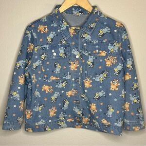 Girls Jean Jacket size XL(14) BLUEY Cartoon Print Denim Bingo Bluey School Coat